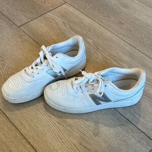 New Balance White and Silver Athletic Shoes